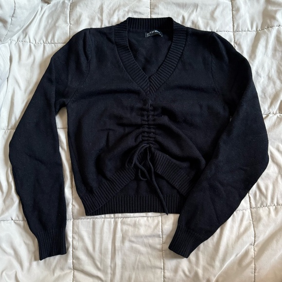 V-Neck Drawstring Sweater - Picture 2 of 2